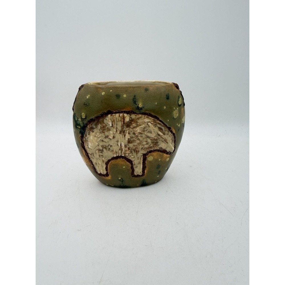 Signed '99 Studio‎ Art Pottery Bud Vase Bear Rustic Handmade